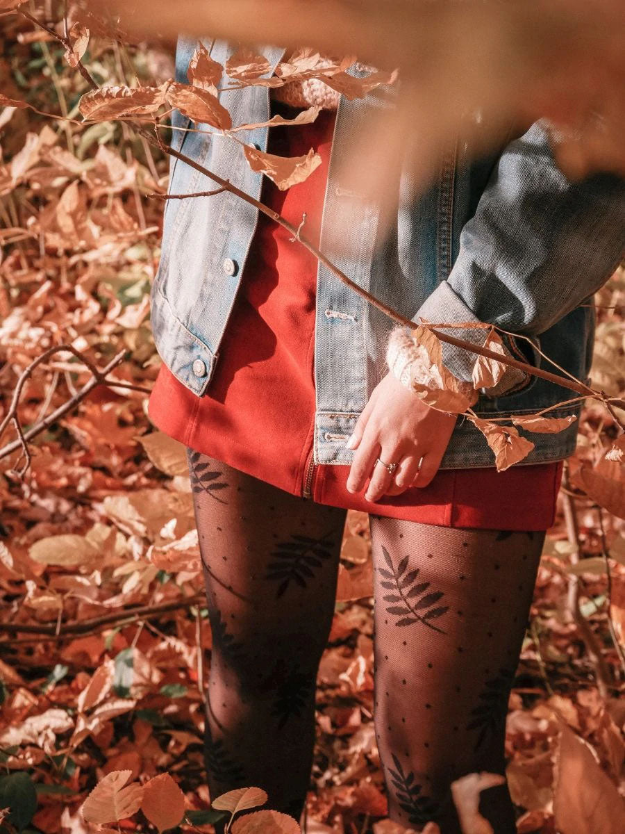 Foliage & Dot Pattern Tights