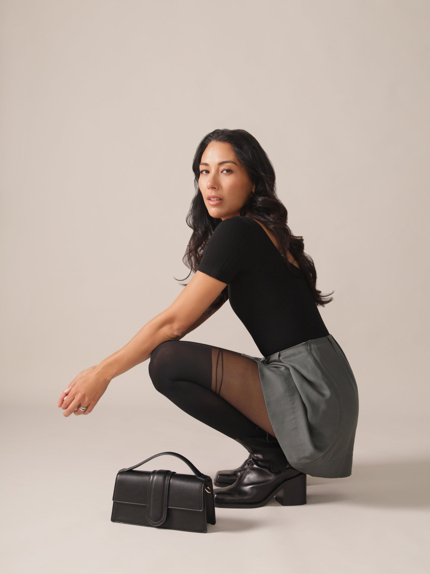 A-Line Eco Twill OTK Skirt in Stormy Green