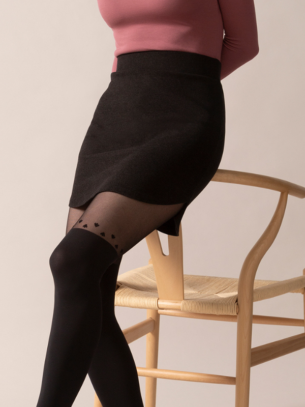 Side Tulip Brushed Knit OTK Skirt in Charcoal Mix