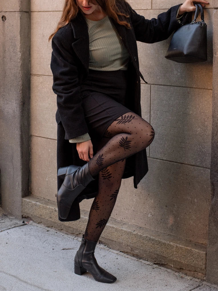 Foliage & Dot Pattern Tights