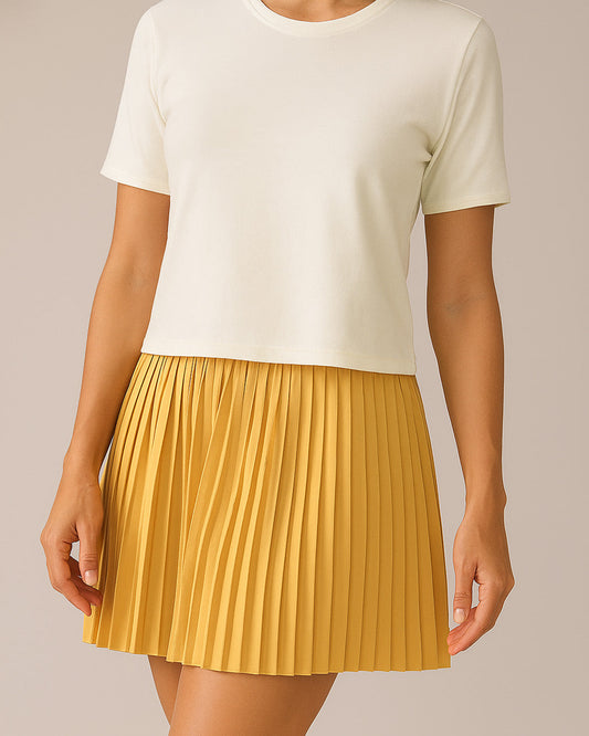 Hazel Pleated OTK Skirt in Honey Gold