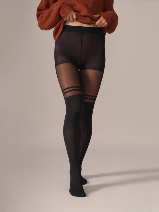 Double Stripe Over-the-Knee Tights