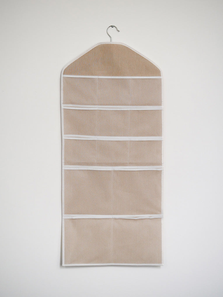 Beige Hanging Closet Organizer