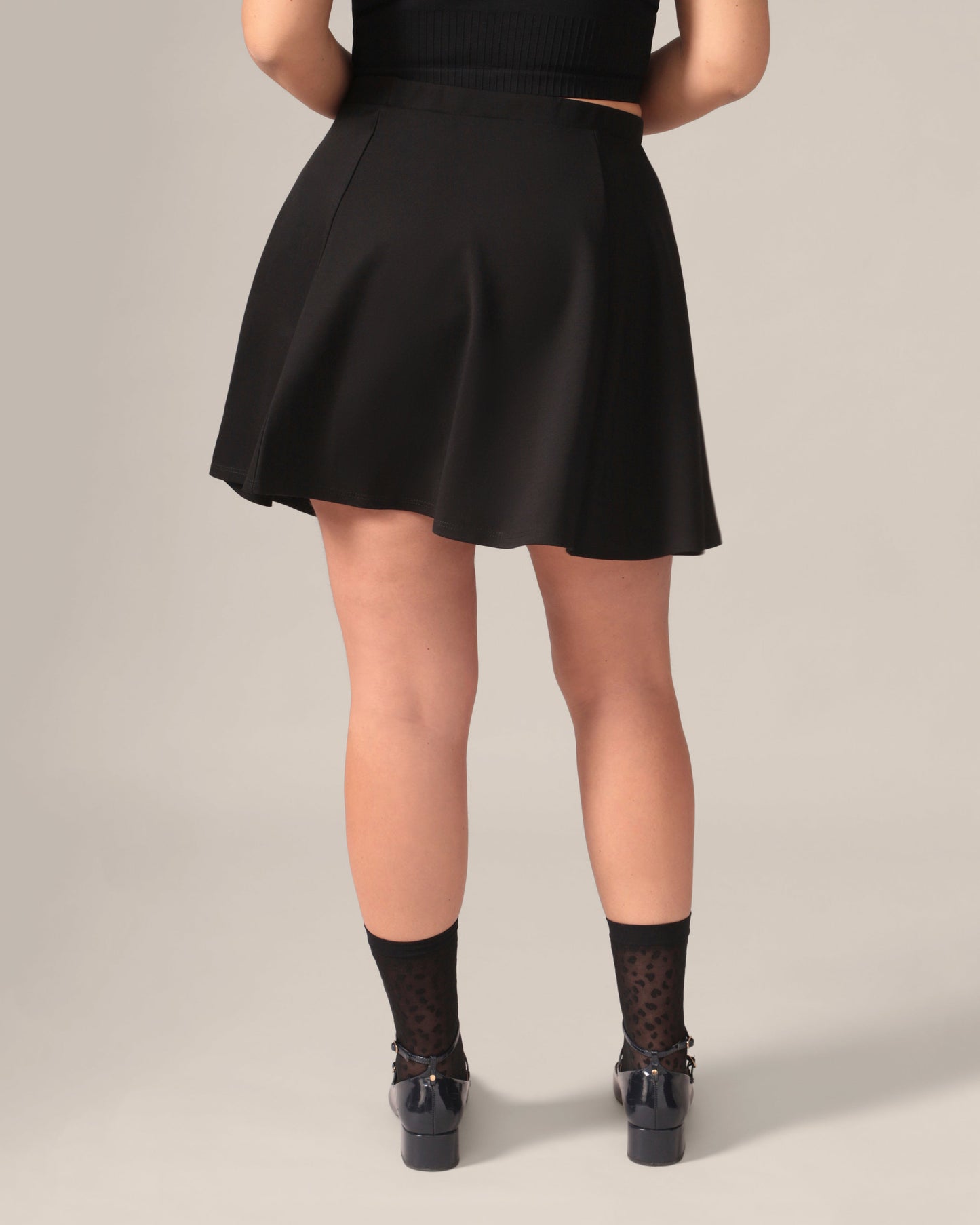 Fit and Flare Light Ease Knit OTK Skirt in Black