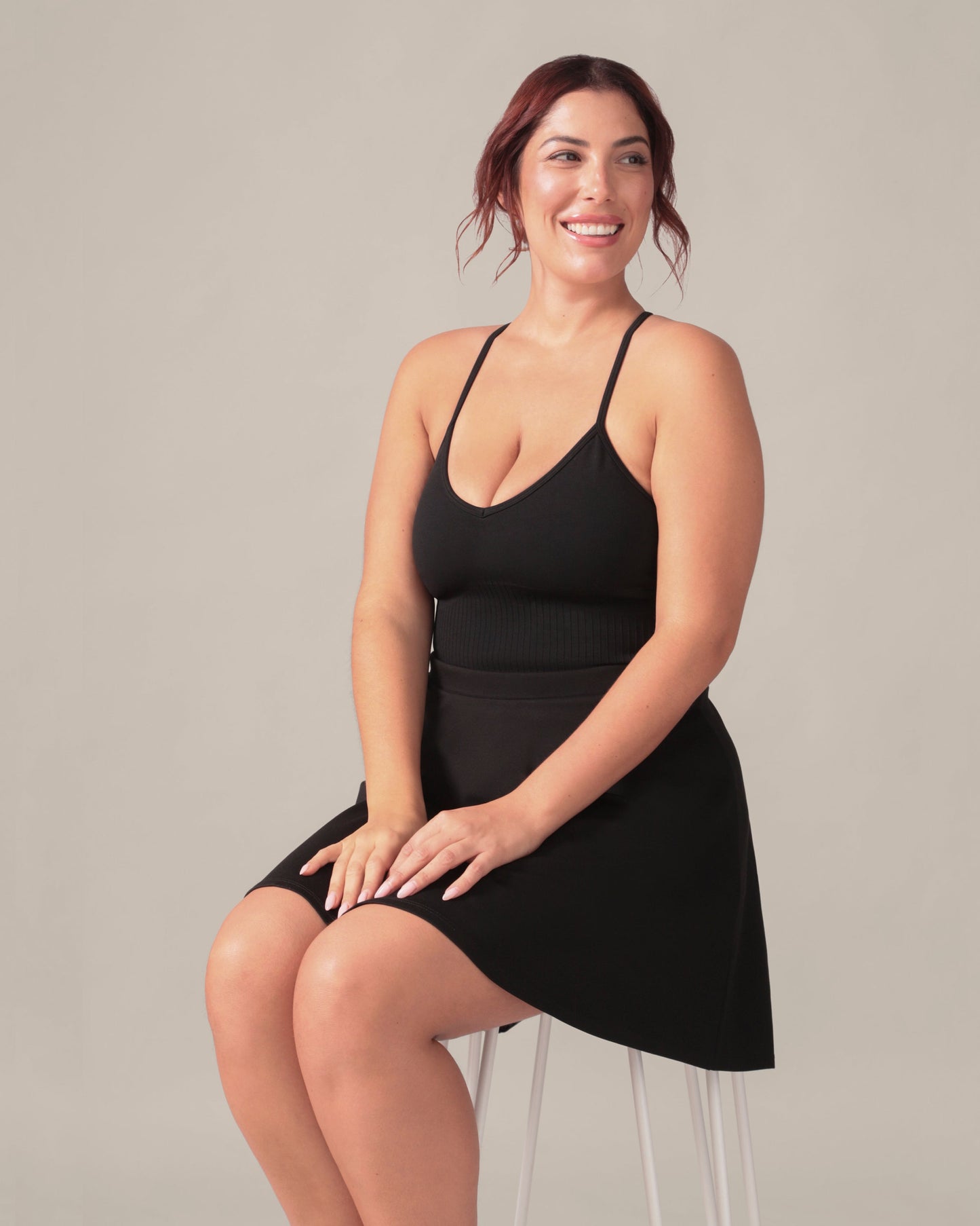 Fit and Flare Light Ease Knit OTK Skirt in Black