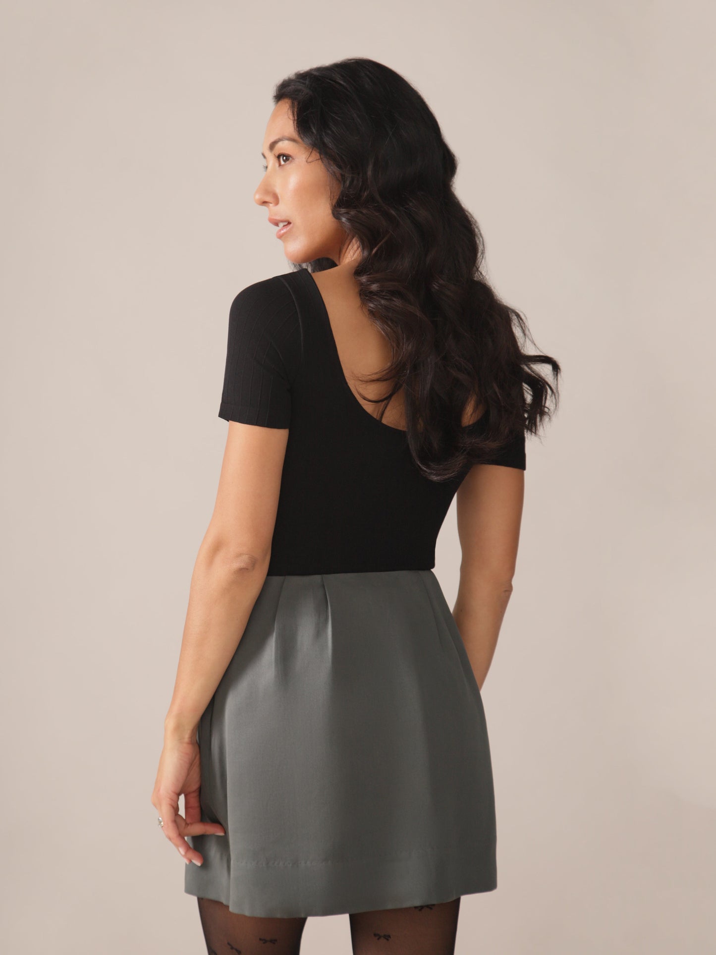 A-Line Eco Twill OTK Skirt in Stormy Green