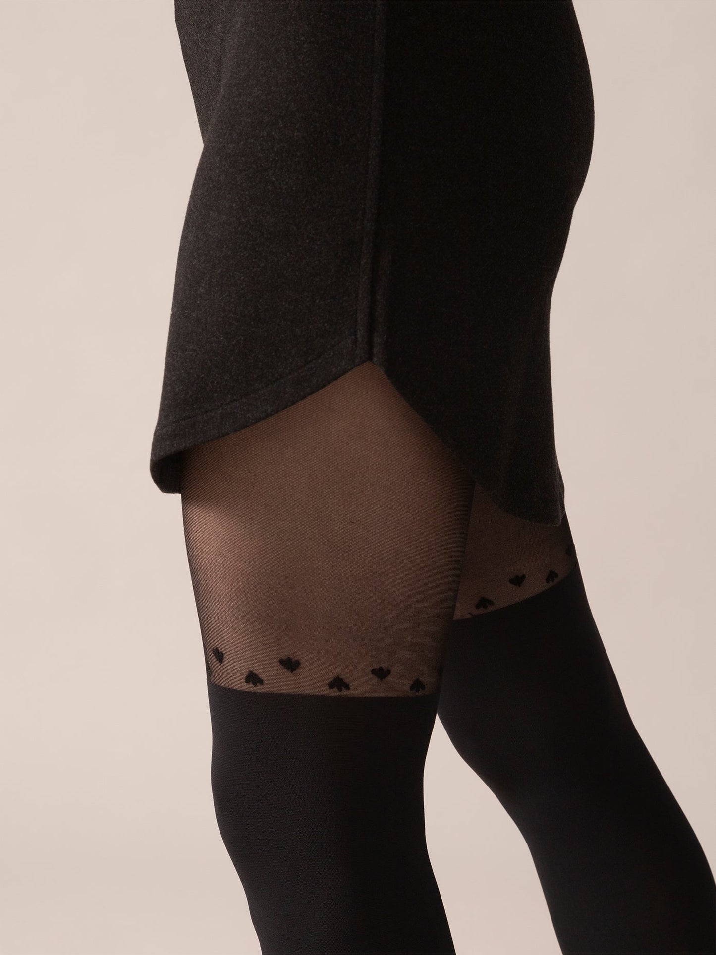 Side Tulip Brushed Knit OTK Skirt in Charcoal Mix